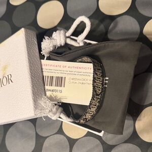 Dior navy and Beige Embroidered Logo Bracelet